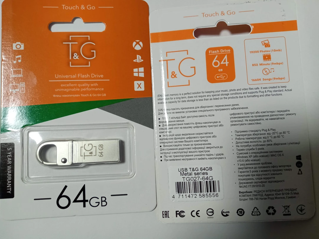 Флеш память USB 64 Gb, USB флеш накопитель, флешка TG ​​Metal, USB Flash Drive T&G