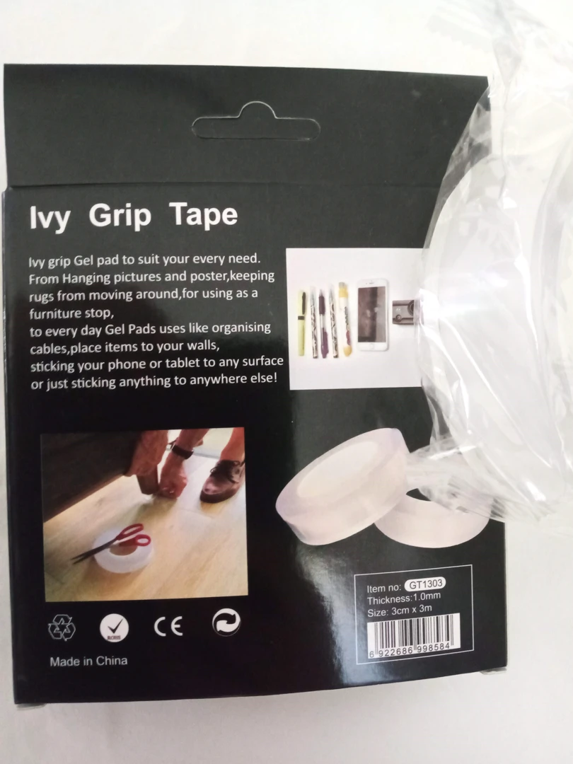 Двусторонняя клейкая гелиевая крепёжная лента IVY Grip Tape 3 метра