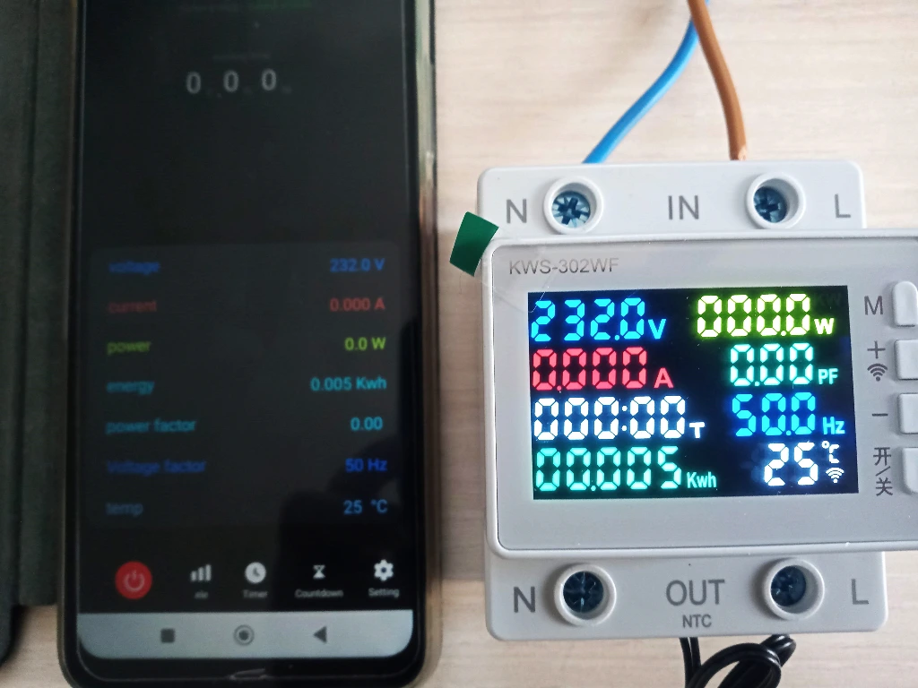 WIFI цифровой измеритель KWS-302WF 63А DIN-рейку счетчик-измеритель, напряжение, ток, мощность, время, электрическая энергия, температура, частота и коэффициент мощность